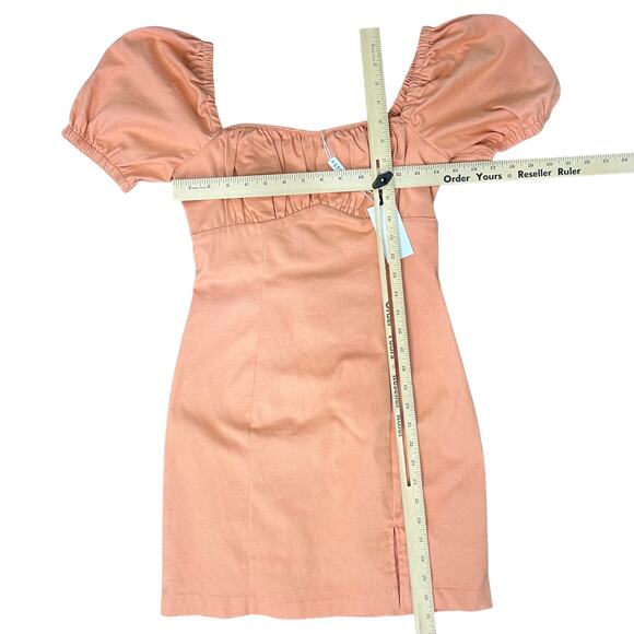 ASTR Peach Papaya Wendy Bodycon Puff Sleeve Smocked Mini Dress size S NEW Tags - Picture 5 of 9